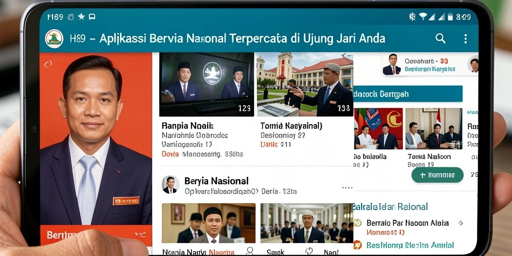 Tampilan utama H89 menampilkan berita terbaru dan kategori berita nasional.