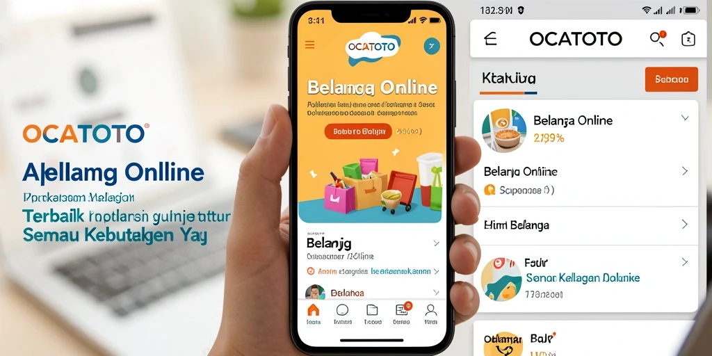 Antarmuka menarik aplikasi OCATOTO untuk Belanja Online.